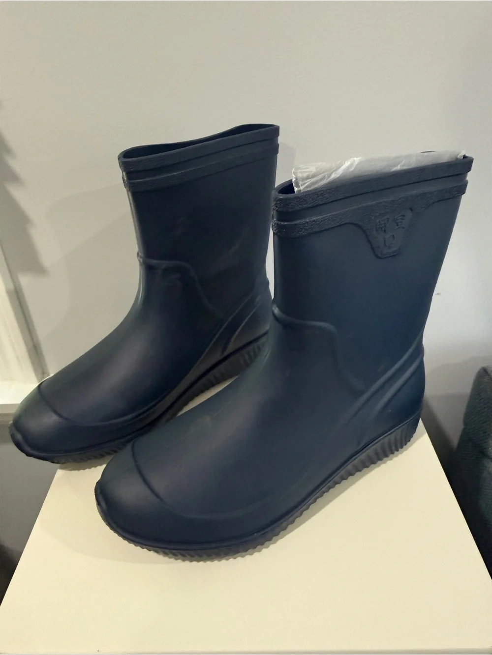 Men's Waterproof Navy Rubber Rain Boots